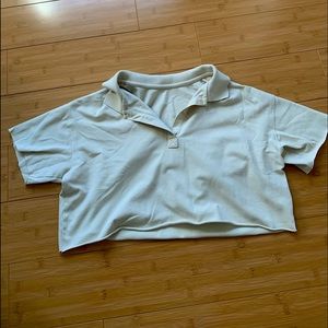 Cream cropped Aerie Offline polo tee size XS